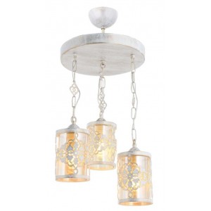 METAL and GLASS WHITE PATINE AND ANTIQUE COLOR COATED CHANDELIER 40 CM DIAMETER LOAD: 60 CM